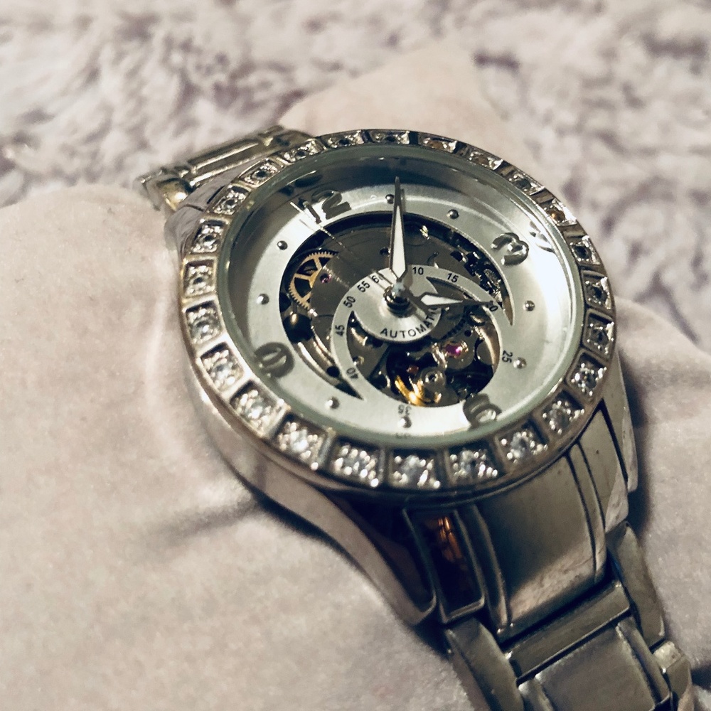 DMQ. Silvertone Automatic Movement Bracelet Watch